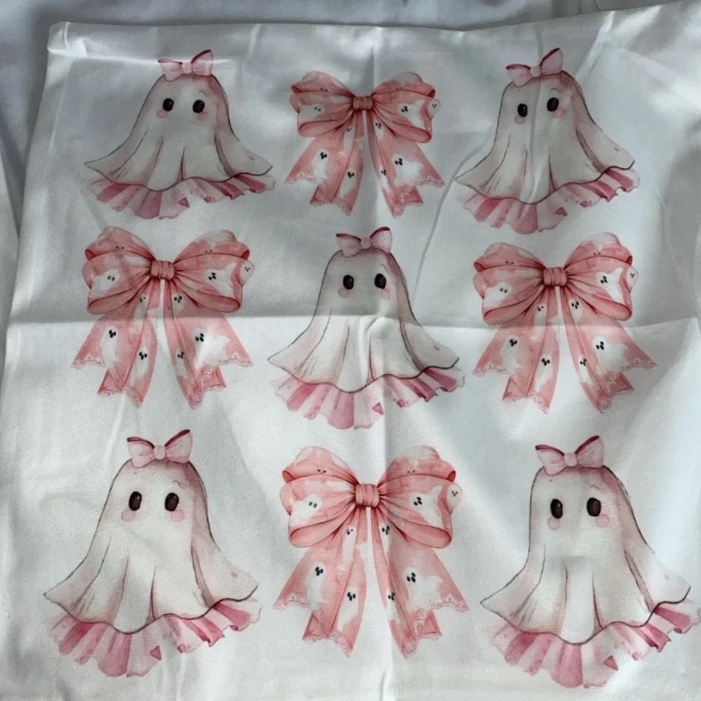 Set Of Ghost And Bow Pillow Covers 17.5x17.5 Inches